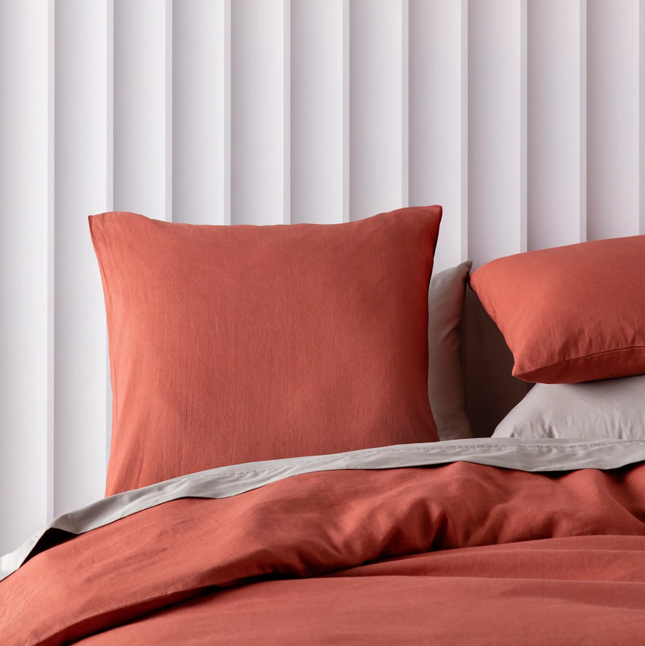 Clay French Linen KAS European Pillow Case