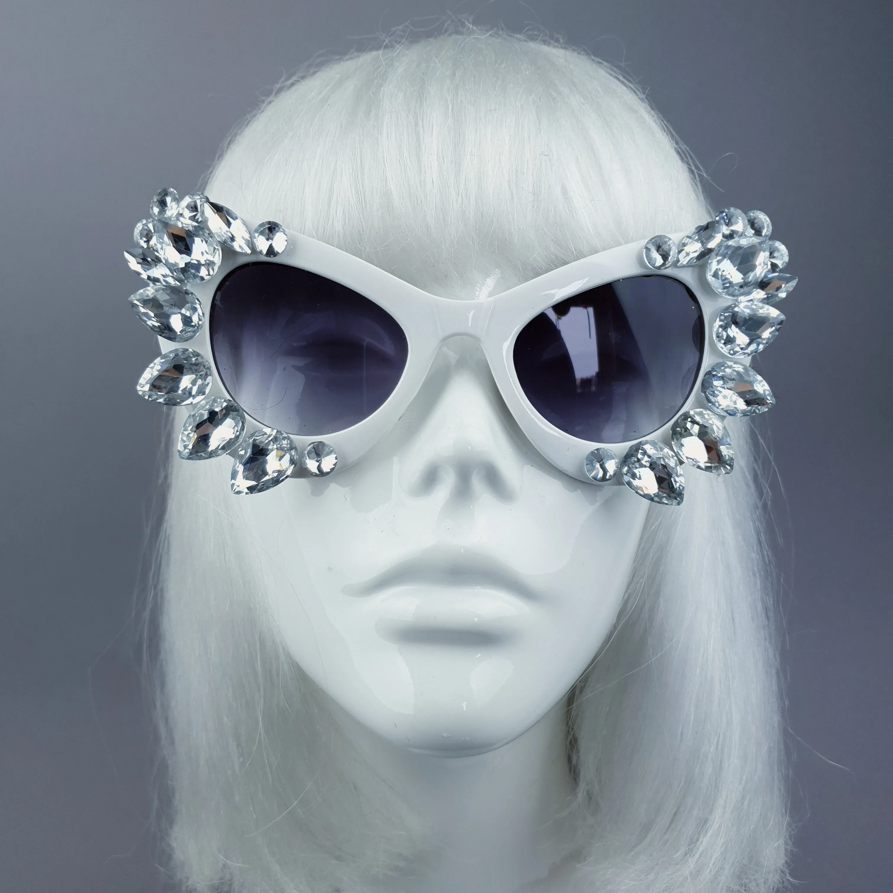 Clear Gem White Sunglasses
