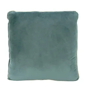 Coco Piped Velvet Cushions - Aqua ( Gold Trim )