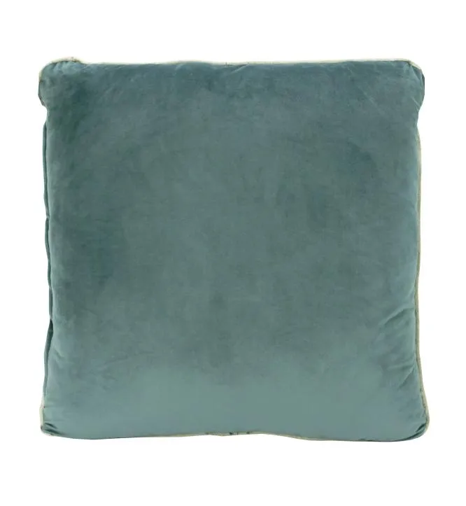 Coco Piped Velvet Cushions - Aqua ( Gold Trim )
