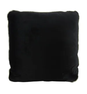 Coco Piped Velvet Cushions - Black ( Gold Trim )