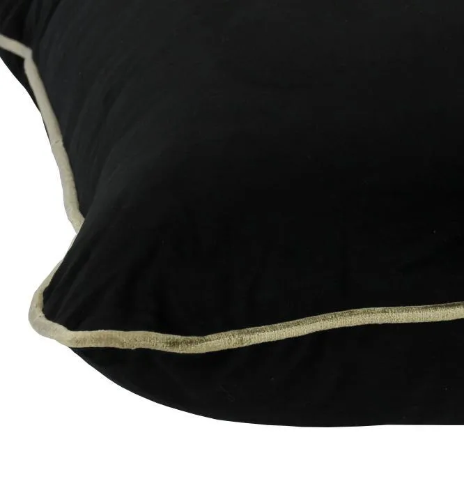 Coco Piped Velvet Cushions - Black ( Gold Trim )