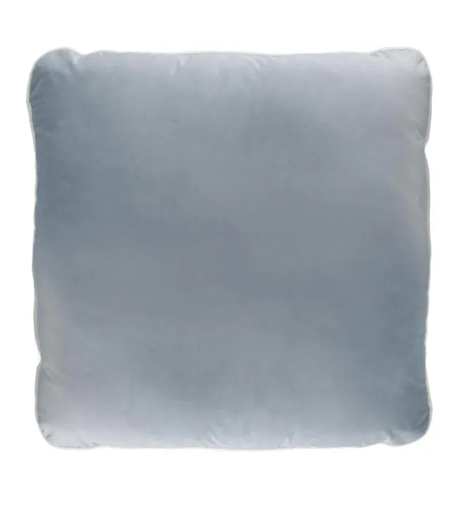 Coco Piped Velvet Cushions - Blue Grey ( White Trim )