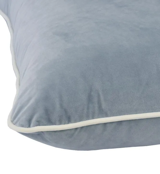 Coco Piped Velvet Cushions - Blue Grey ( White Trim )