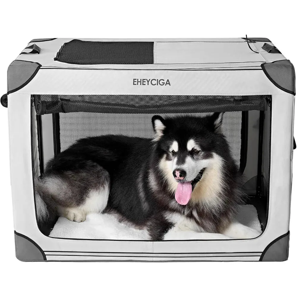 Collapsible Dog Crate 42" – Soft Portable Travel Kennel for Extra Large Dogs | Indoor & Outdoor Foldable Dog Crate