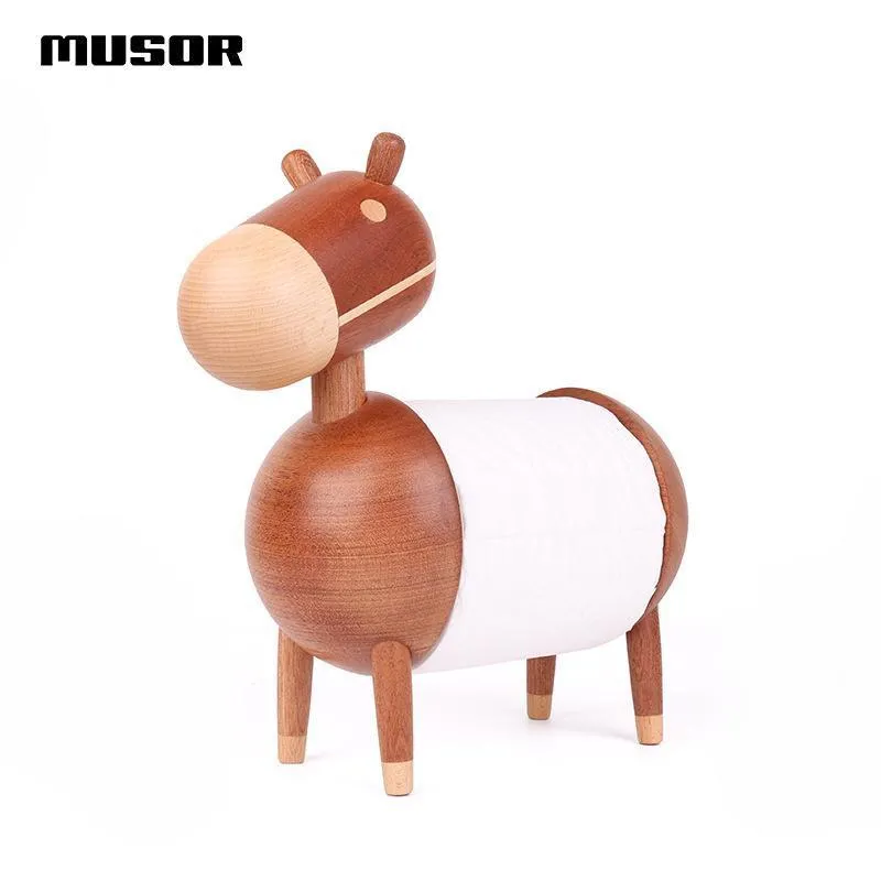 Creative little wooden donkey tissue holder