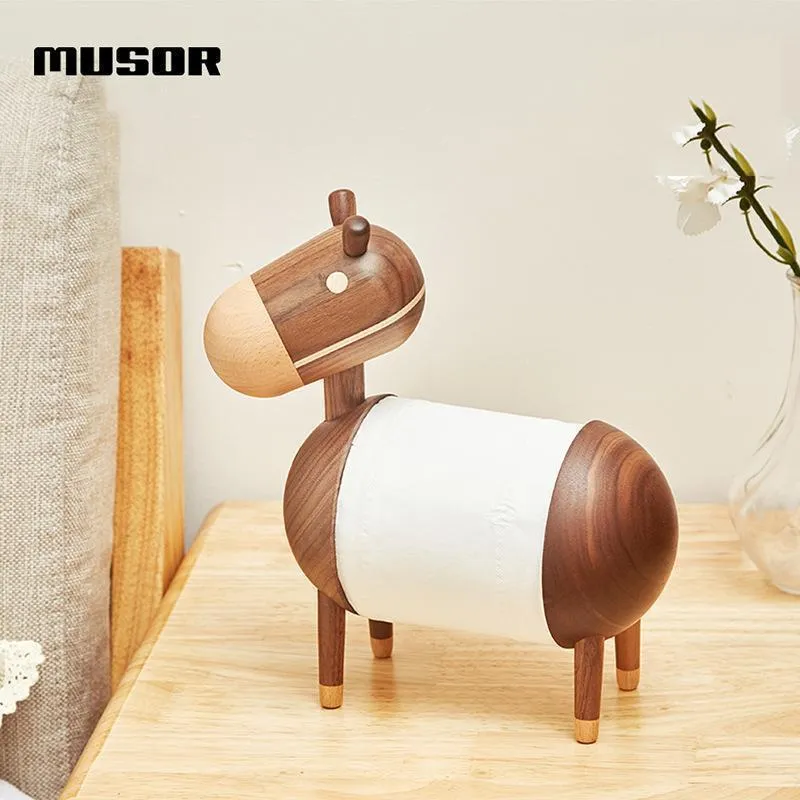 Creative little wooden donkey tissue holder