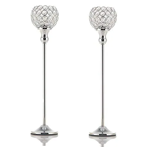 Crystal Silver Candle Holder Sets