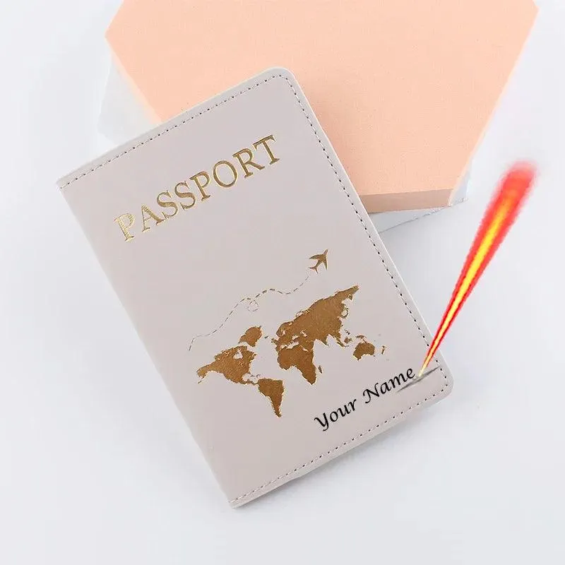 Custom Engraved Passport Holder for Adventurous Couples - Elegant Travel Essential