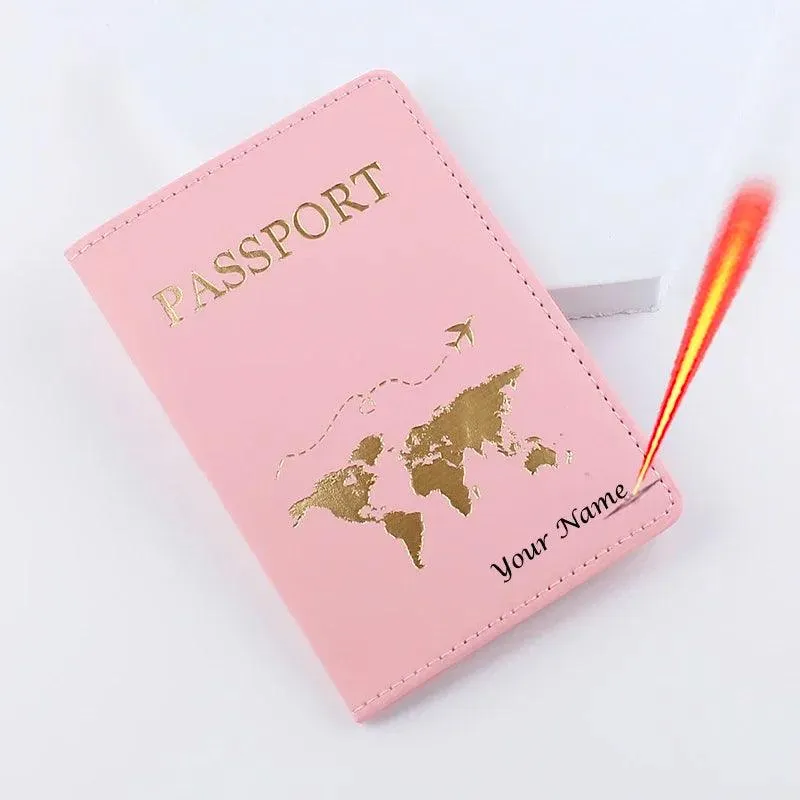 Custom Engraved Passport Holder for Adventurous Couples - Elegant Travel Essential