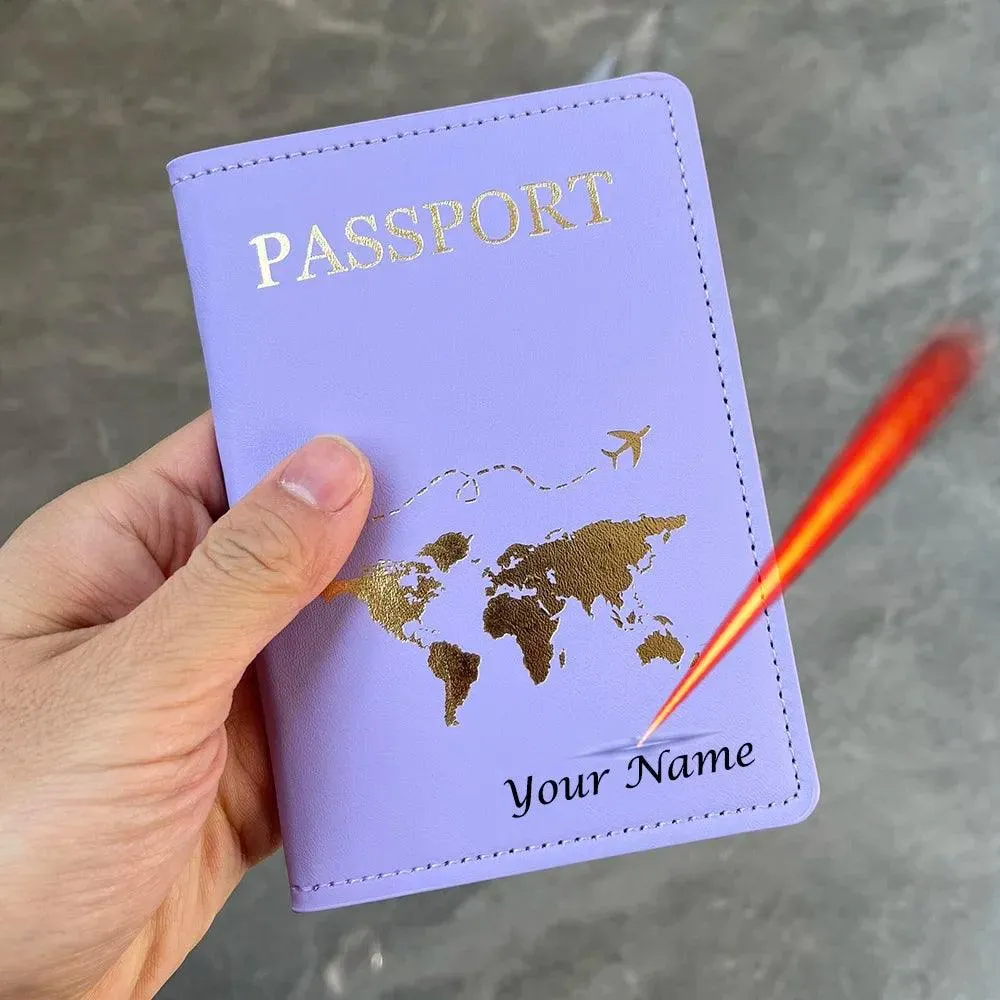 Custom Engraved Passport Holder for Adventurous Couples - Elegant Travel Essential