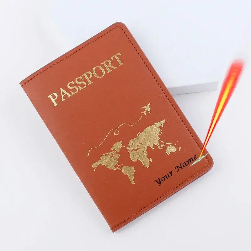 Custom Engraved Passport Holder for Adventurous Couples - Elegant Travel Essential