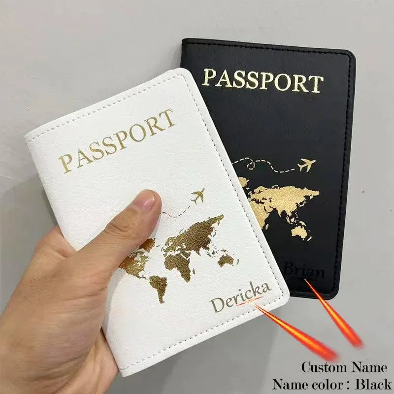 Custom Engraved Passport Holder for Adventurous Couples - Elegant Travel Essential