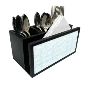 Cutlery Tissue Holder Napkin Stand -  Blue and White Shade