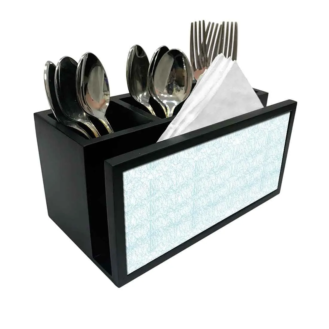 Cutlery Tissue Holder Napkin Stand -  Blue and White Shade