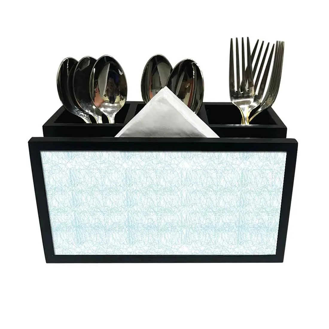 Cutlery Tissue Holder Napkin Stand -  Blue and White Shade