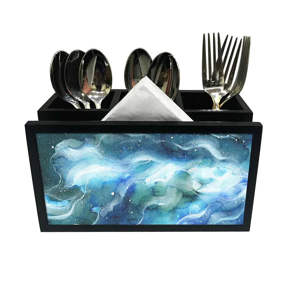 Cutlery Tissue Holder Napkin Stand -  Space Dark Blue Watercolor