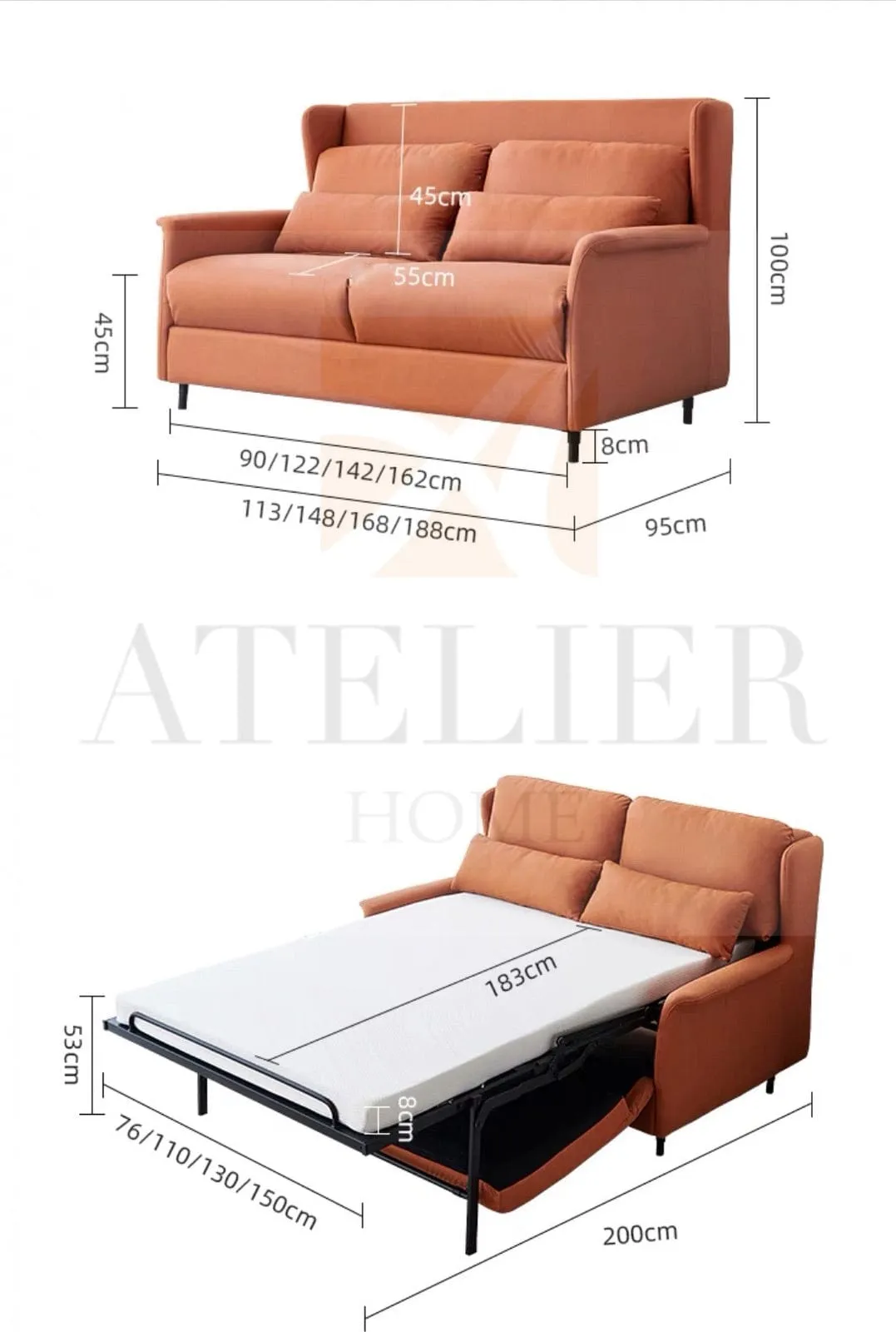 Cyprus Foldable Sofa Bed with Mattress