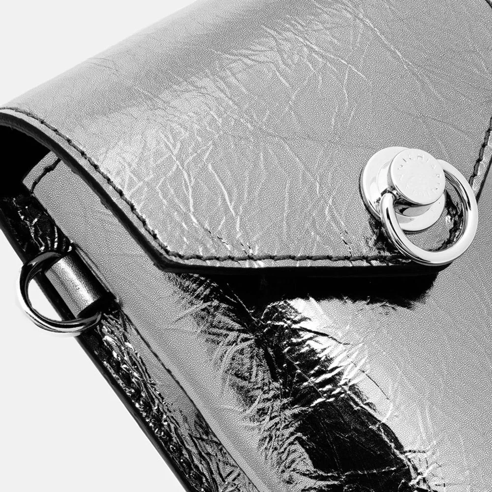 Dark Silver Leather Corallo Phone Bag
