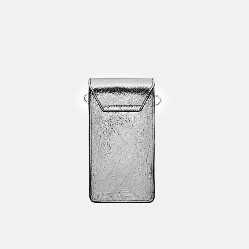 Dark Silver Leather Corallo Phone Bag