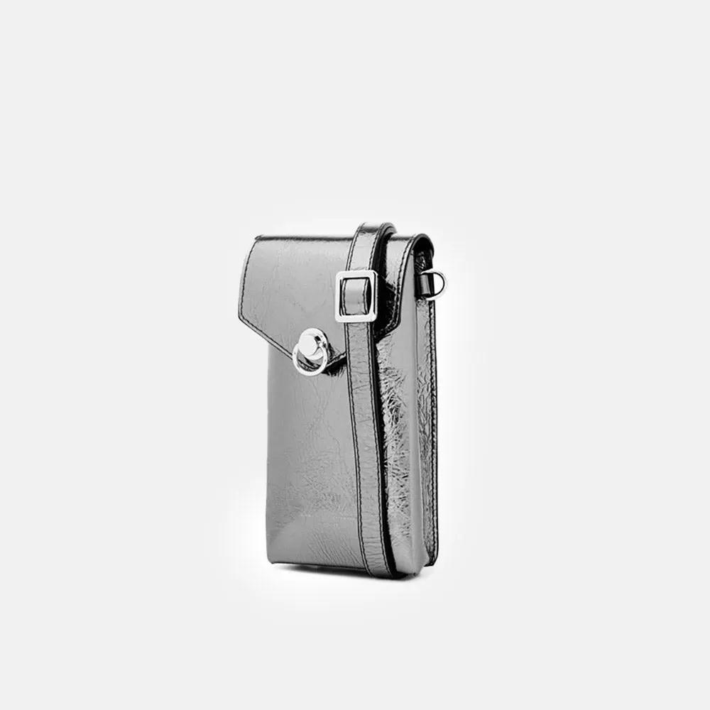 Dark Silver Leather Corallo Phone Bag