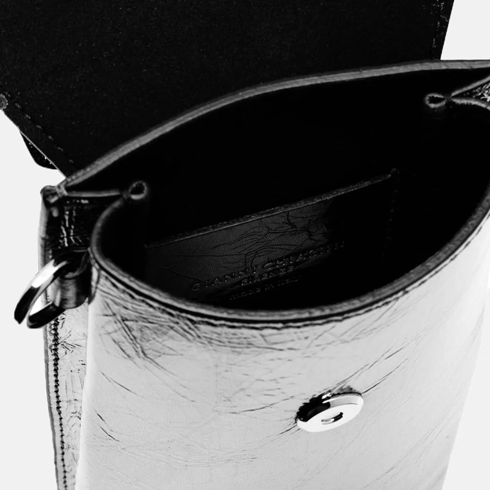Dark Silver Leather Corallo Phone Bag