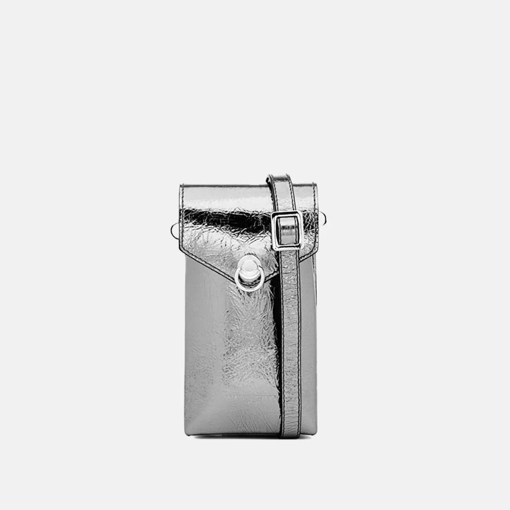 Dark Silver Leather Corallo Phone Bag