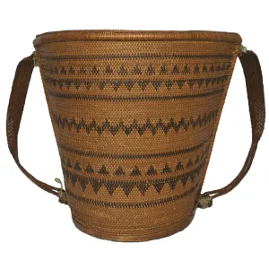 Dayak Tribe Baby Carrier Borneo Indonesia Mid 20th Century Woven Rattan Basket