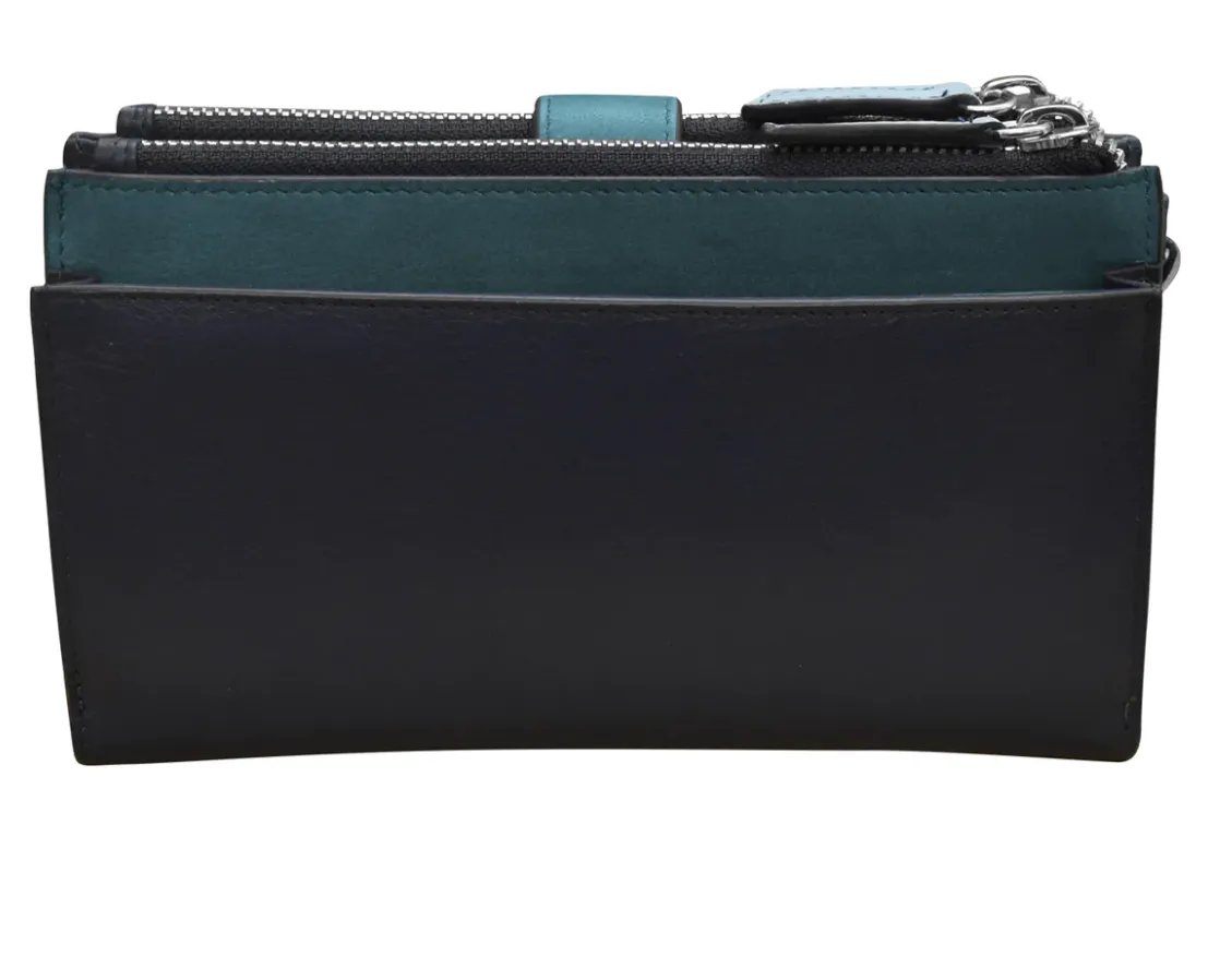 Denim Leather Smartphone Wristlet