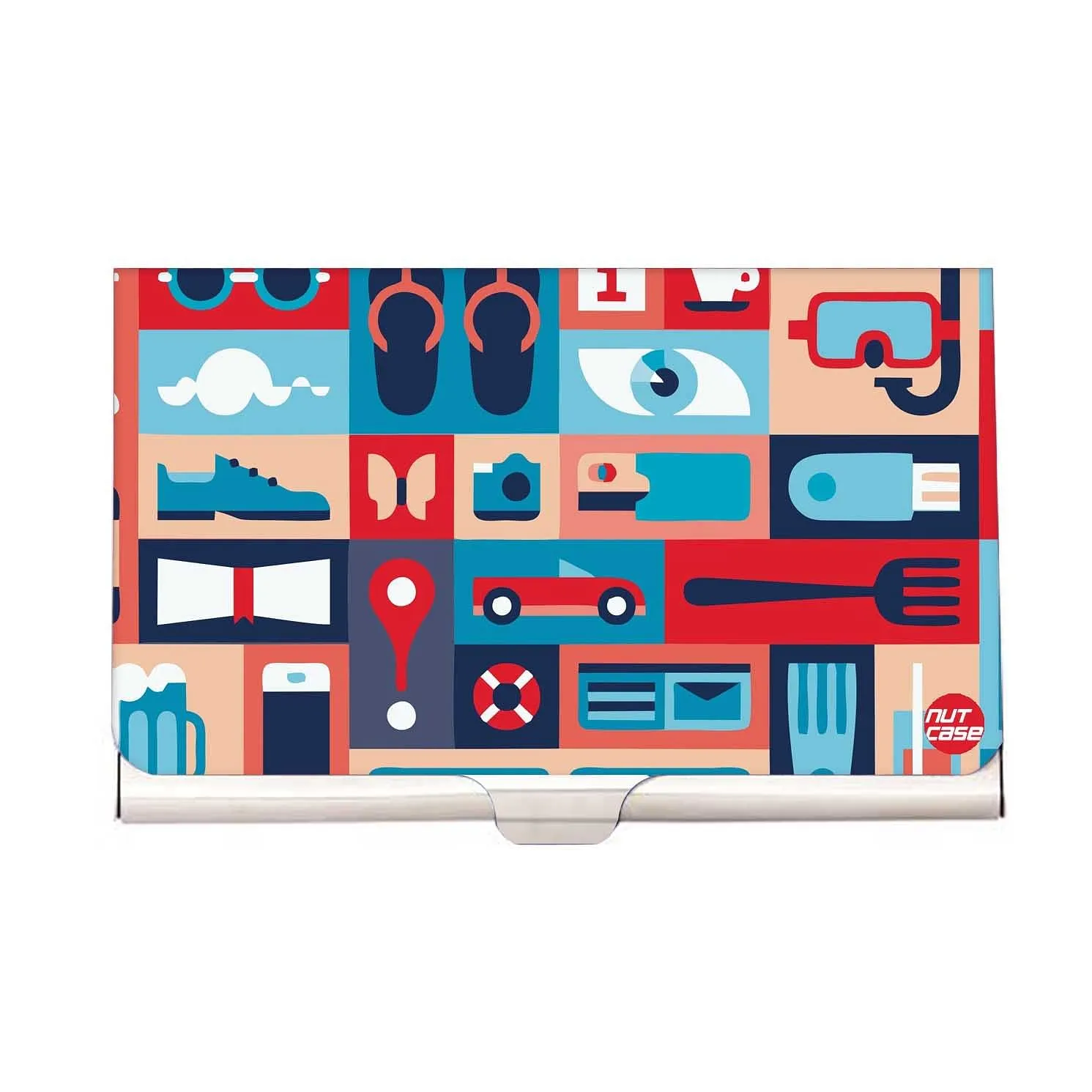 Designer Visiting Card Holder Nutcase - Retro Elements ( Nautica )