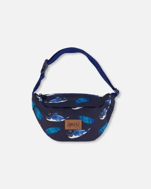 Deux par Deux Boy's Fanny Bag Navy Printed Shark