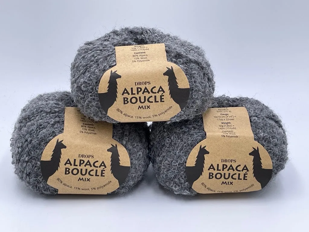 Drops Alpaca - Boucle Mix Yarn - 50g - 6 options - Rag Doll Hair/Knitting