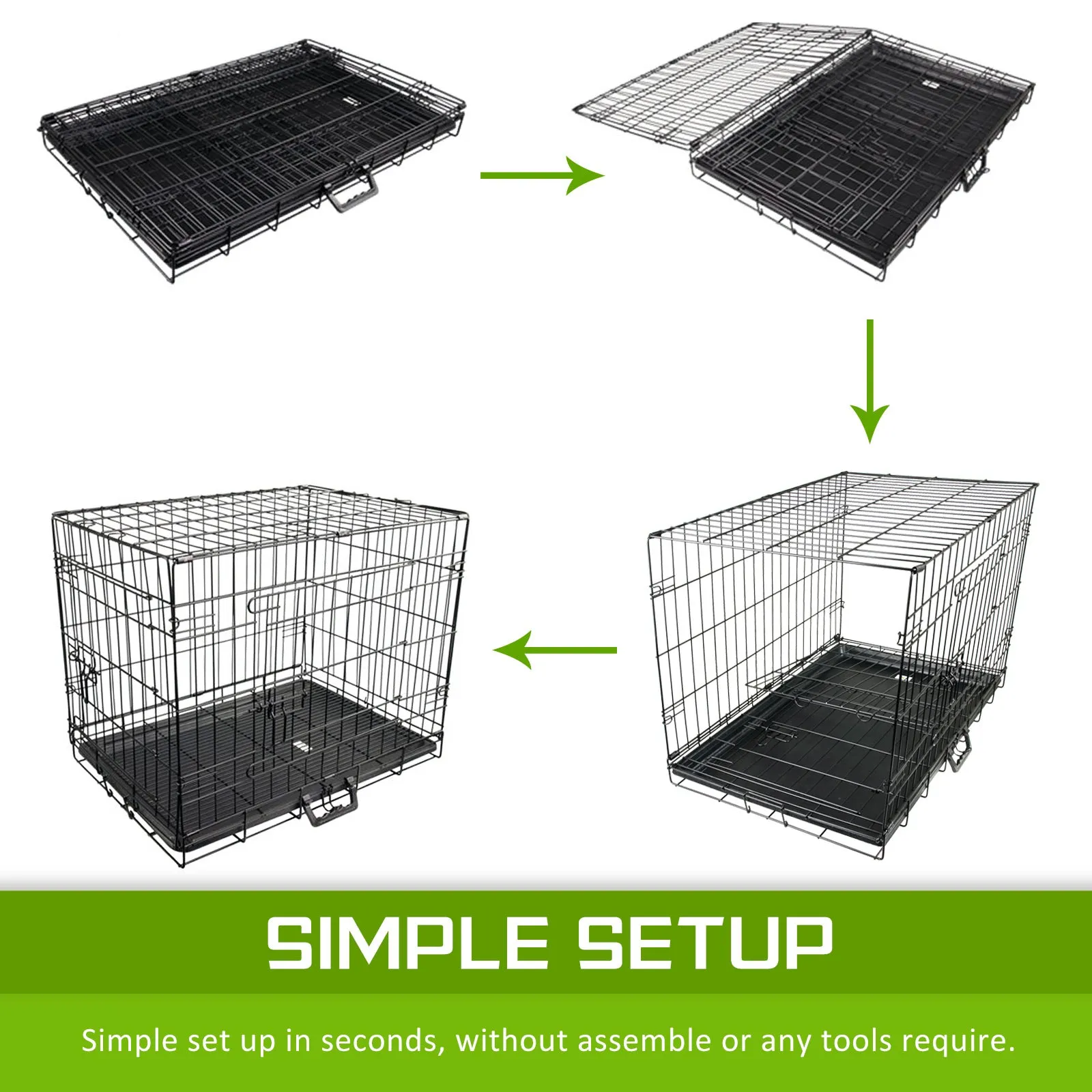 Durable 48in Foldable Wire Dog Crate with Tray, Paw Mate