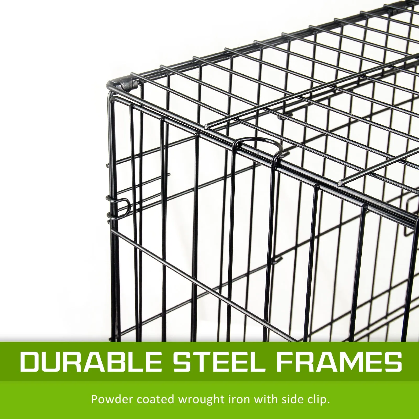 Durable 48in Foldable Wire Dog Crate with Tray, Paw Mate
