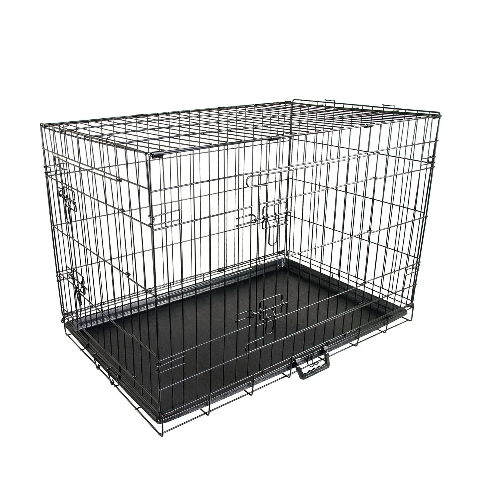 Durable 48in Foldable Wire Dog Crate with Tray, Paw Mate