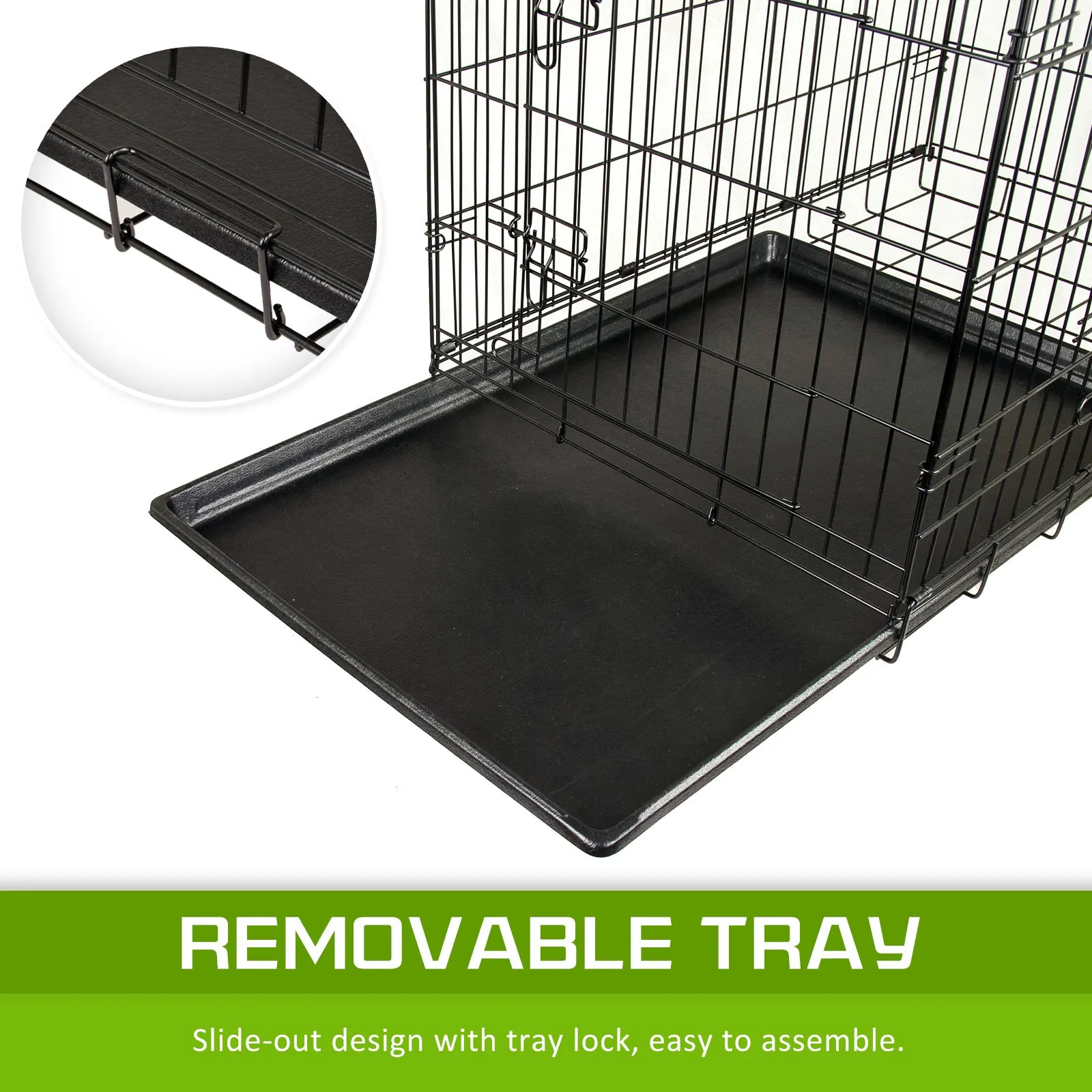 Durable 48in Foldable Wire Dog Crate with Tray, Paw Mate