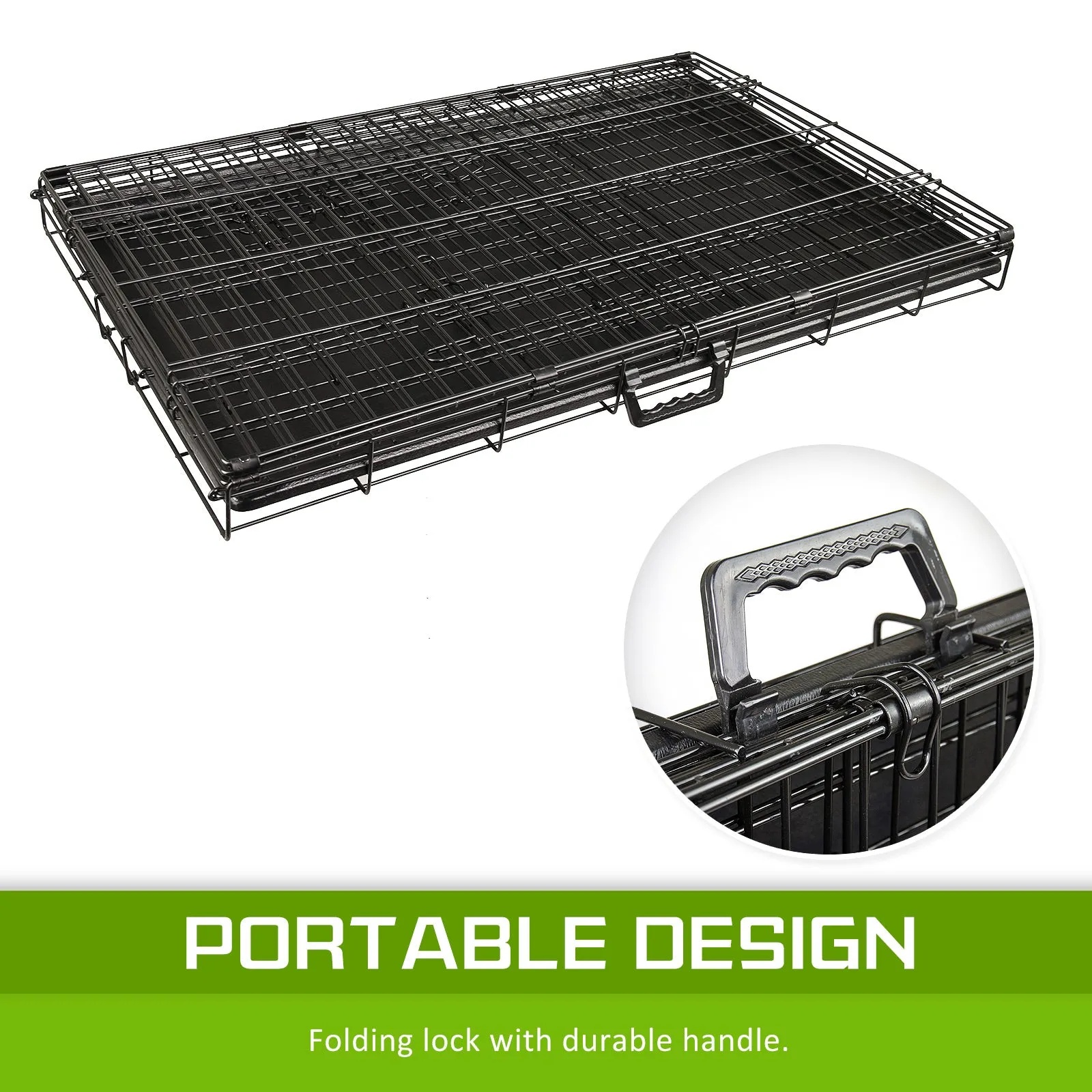 Durable 48in Foldable Wire Dog Crate with Tray, Paw Mate