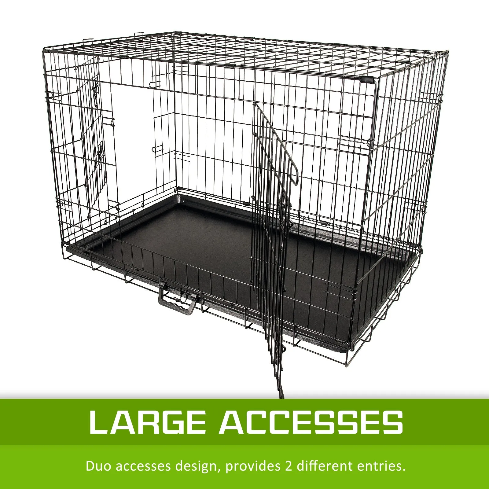 Durable 48in Foldable Wire Dog Crate with Tray, Paw Mate
