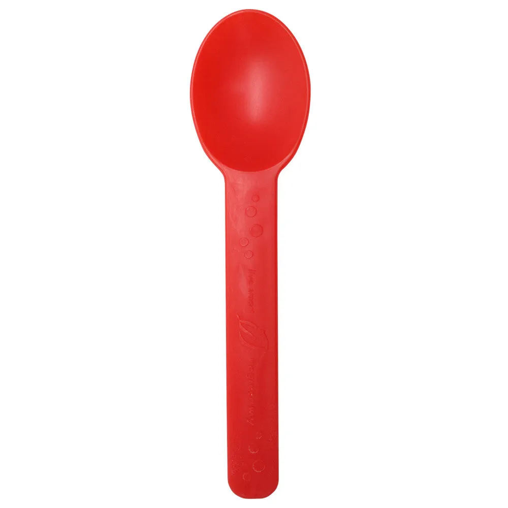 Eco-Friendly Heavy Weight Bio-Based Spoons - Tomato Red - 1,000 ct