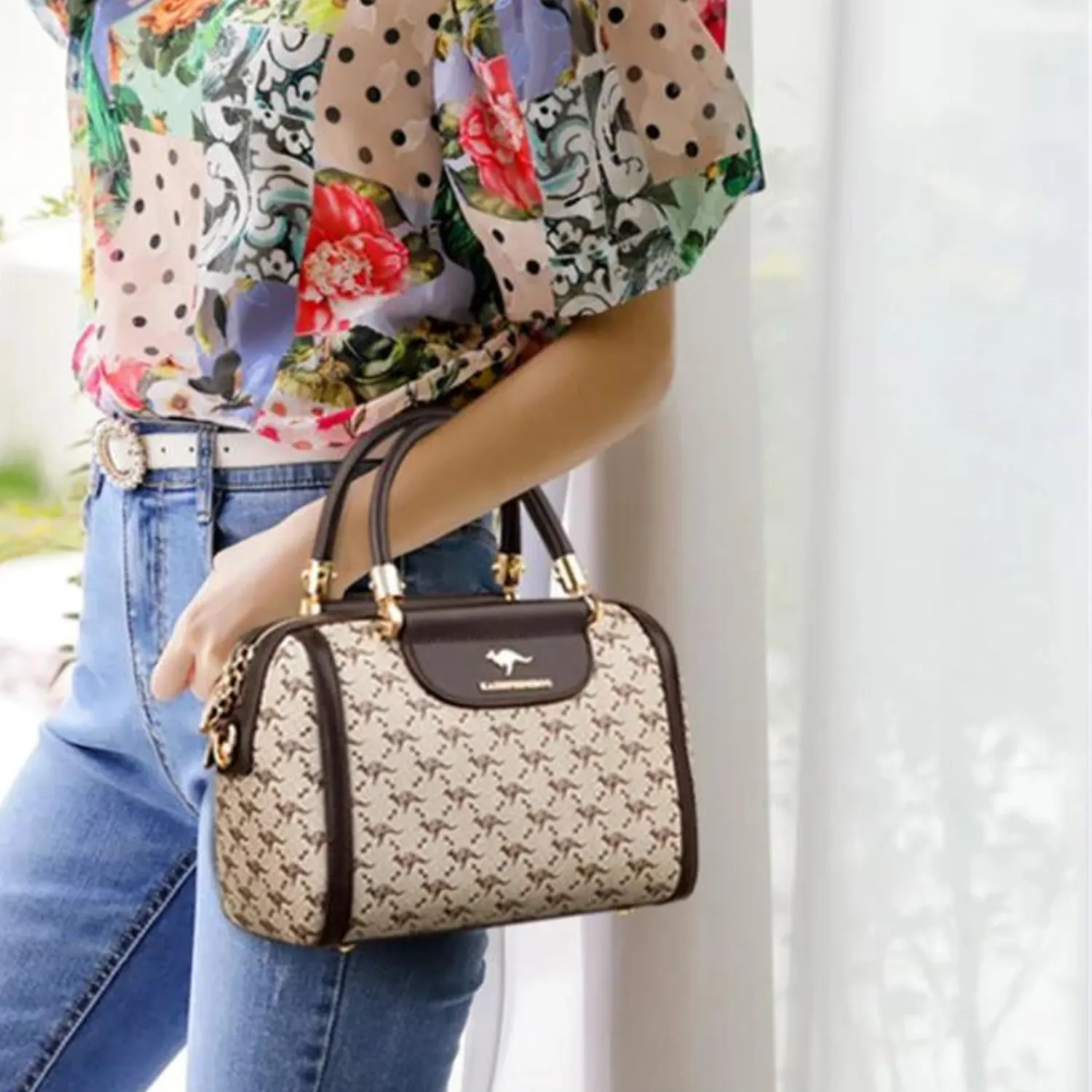 Elegant Monogrammed Leather Messenger Tote