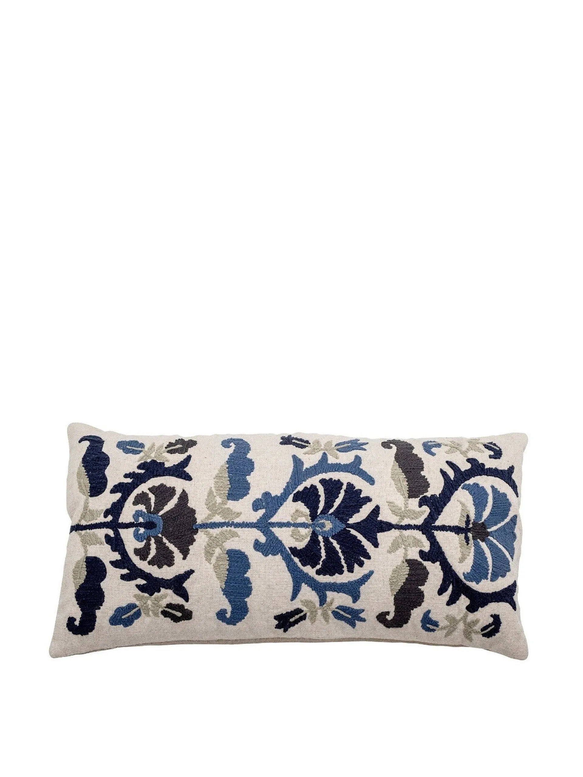Embroidered rectangular cushion