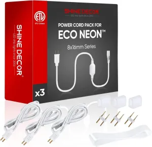 Extra Power Cord Pack for 110V 8x16mm Led Neon Light Eco Neon and Lum Neon