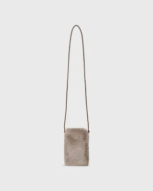 Faux Fur Cell Phone Bag in Taupe