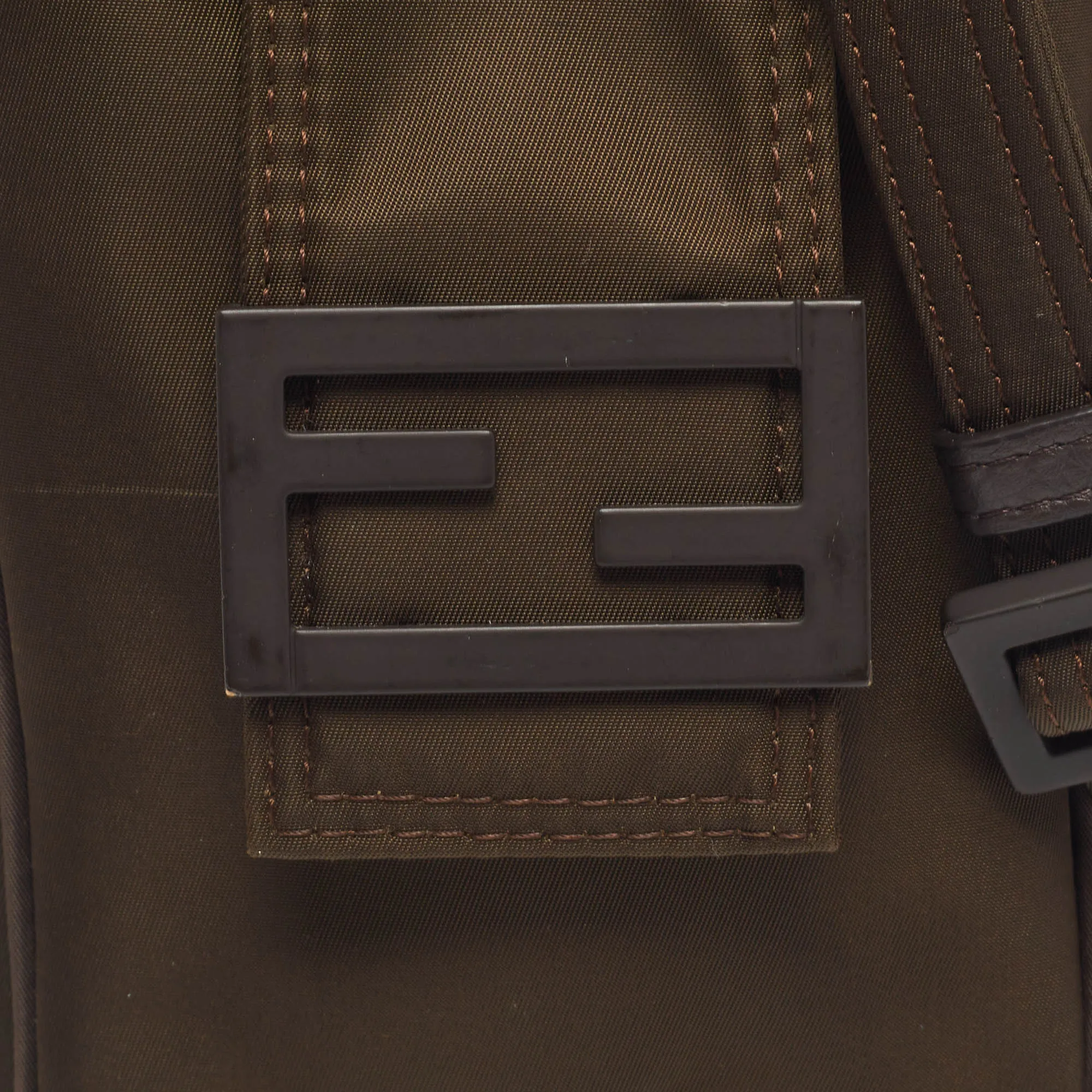 Fendi Green Nylon Ff Phone Crossbody Bag..