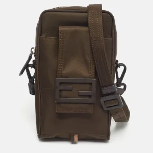 Fendi Green Nylon Ff Phone Crossbody Bag..