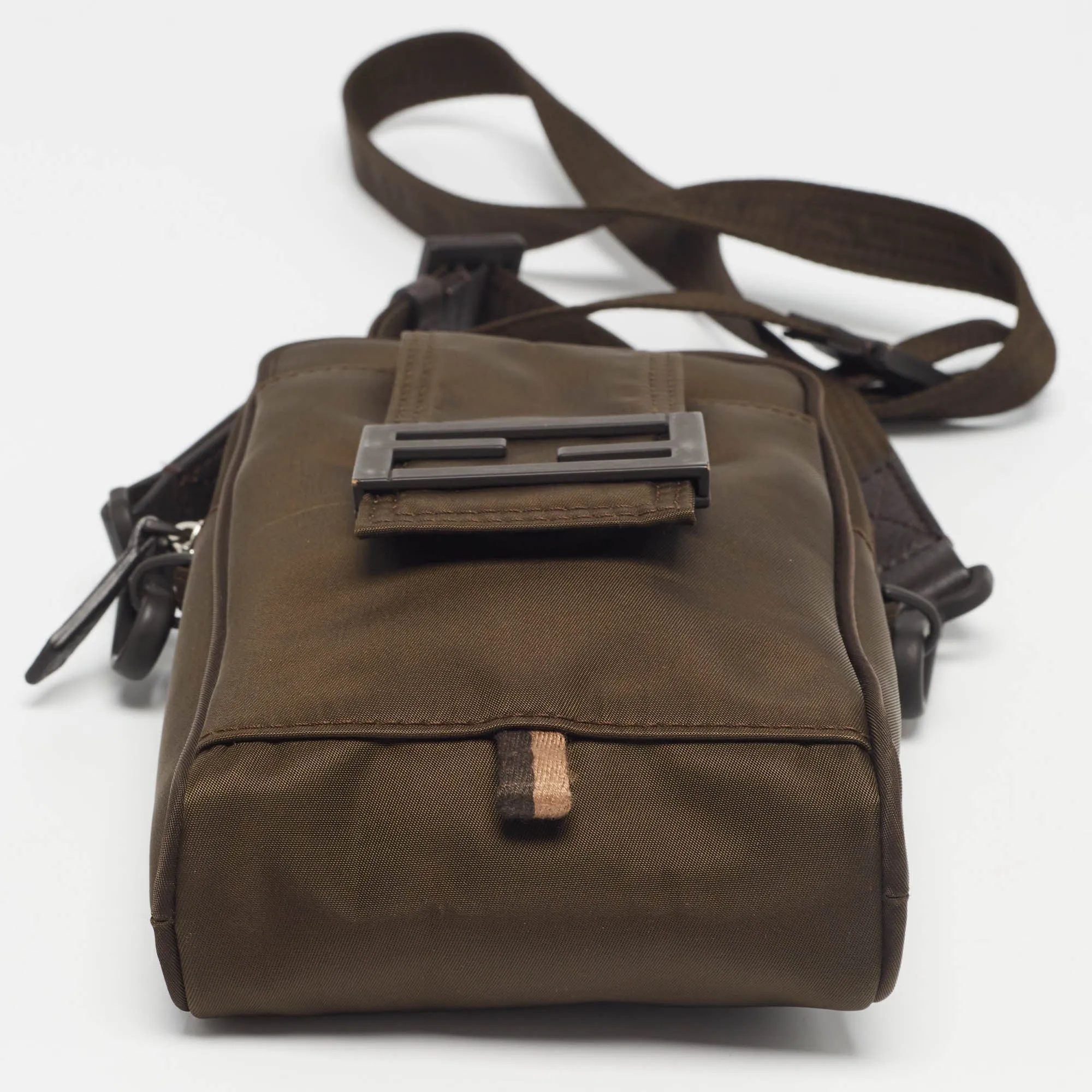 Fendi Green Nylon Ff Phone Crossbody Bag..