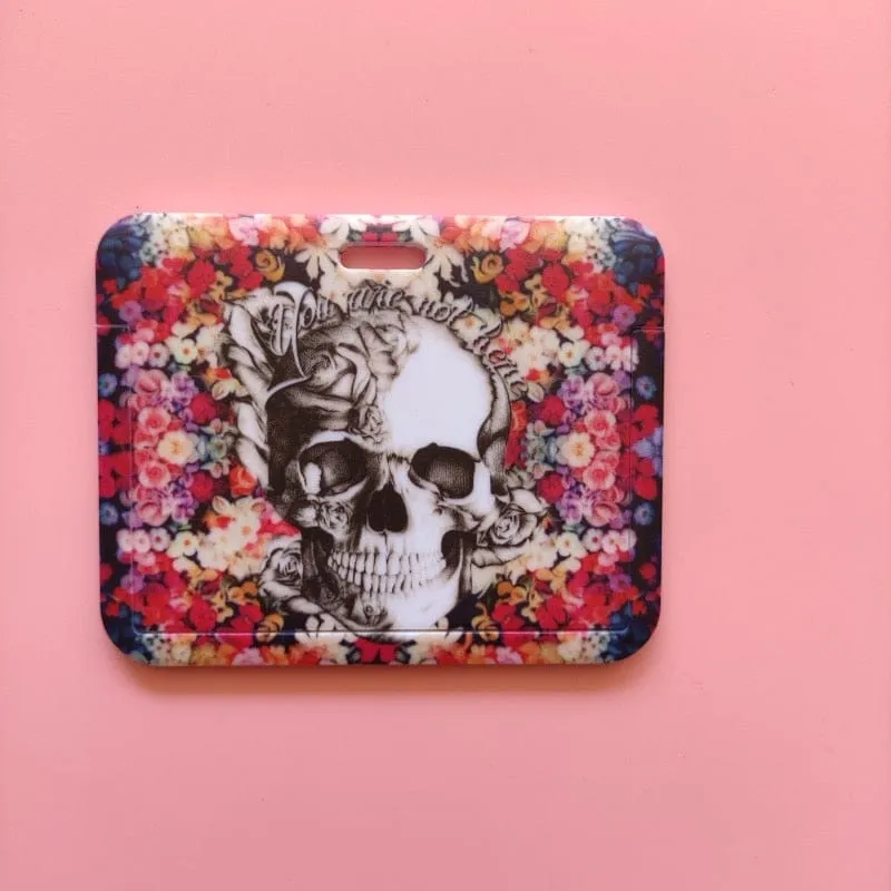 Flower Skull ID Card Holder Lanyards
