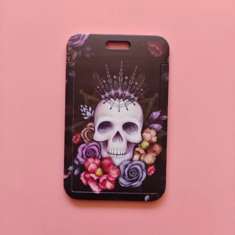 Flower Skull ID Card Holder Lanyards