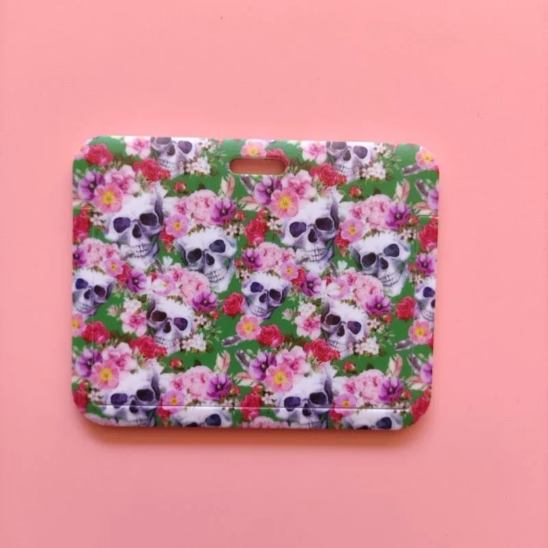 Flower Skull ID Card Holder Lanyards