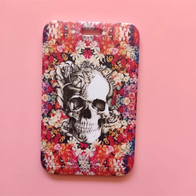 Flower Skull ID Card Holder Lanyards